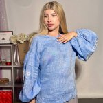 Embroidery for women blanco with blue flowers designer