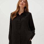 A black viscose shirt with a decorated collar