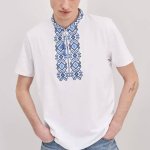 Men's embroidered T-shirt, white and blue