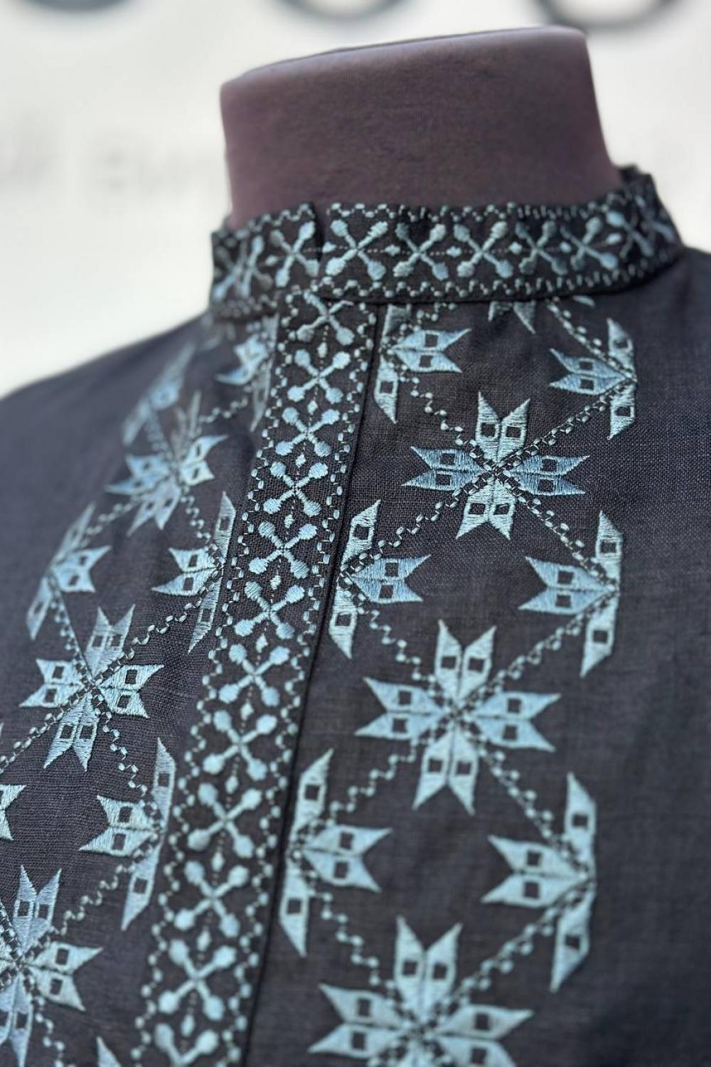 Embroidered shirt for men Ethnic black with khaki EMBROIDERED GEM