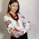 Women's embroidered shirt Firebird with black and red embroidery