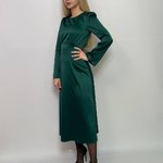 Сукня шовкова зелена міді