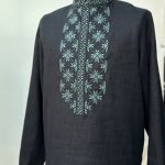 Вишиванка чоловіча Етнічна чорна з хакі EMBROIDERED GEM