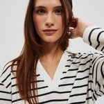 Кофта в чорно-білу смужку L-BL-4011 Moodo