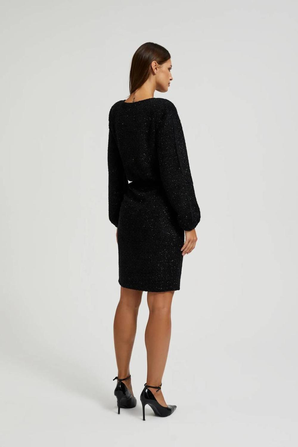 Black shiny knitted dress Z-SU-4542-L-realiz