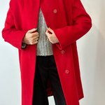 Пальто жіноче демісезонне з вовни червоне Mirella moda
