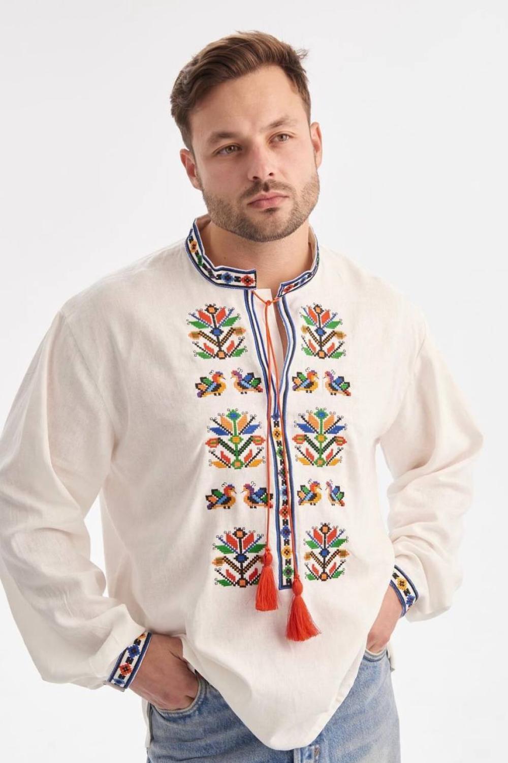 Podilska white men's embroidered shirt