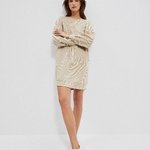 Beige knitted sweatshirt dress