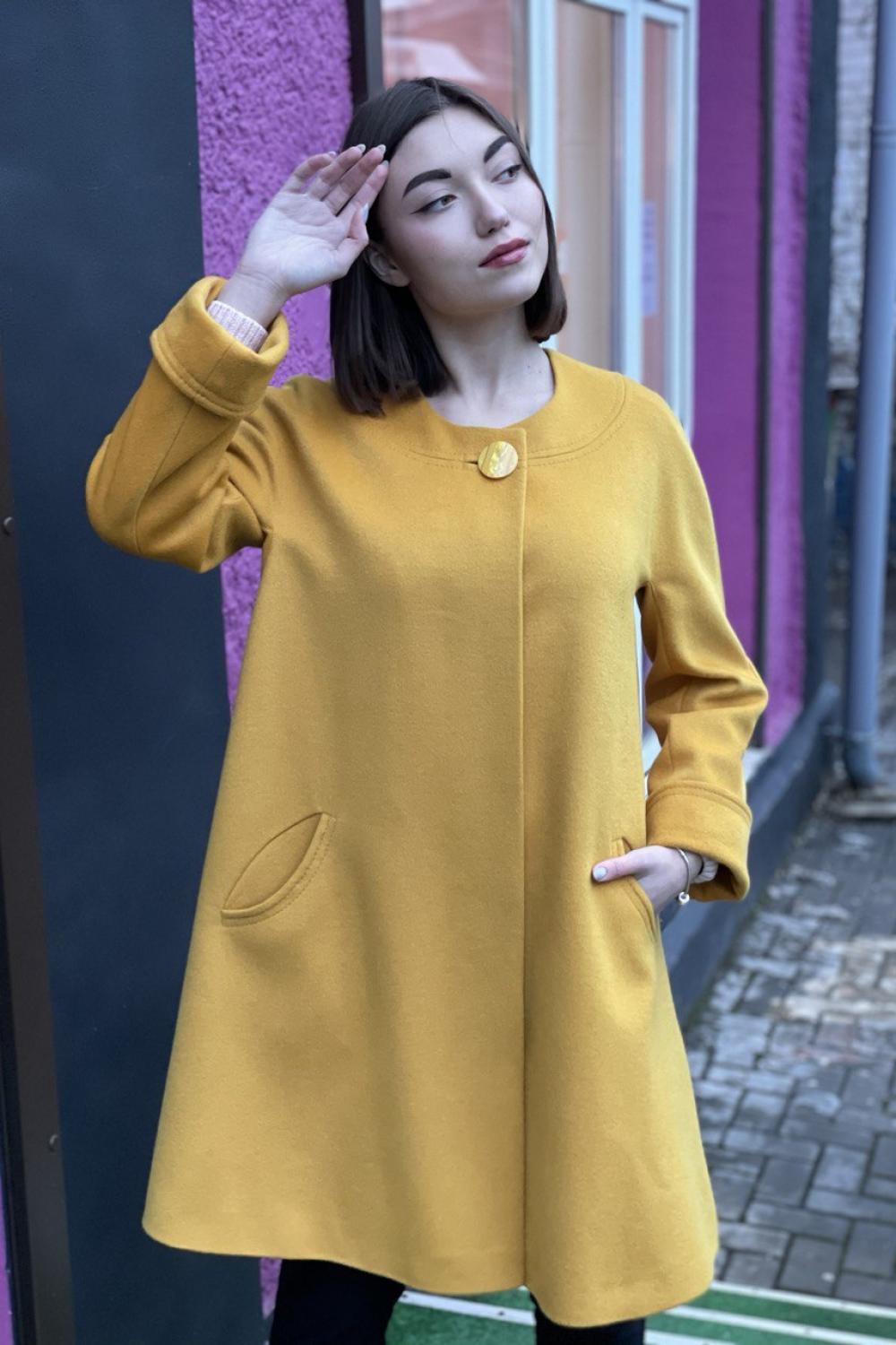 Mirella moda women's yellow wool demi-season coat