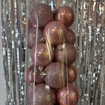 Set of Christmas balls 6cm, 24pcs; color - pink, 12 pcs - mother of pearl, 12 pcs - glitter