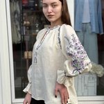 Designer beige Lavender embroidered blouse EMBROIDERED GEM