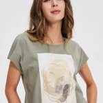 Olive T-shirt with a print