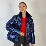 Куртка жіноча тепла синя металізована RHNK24A