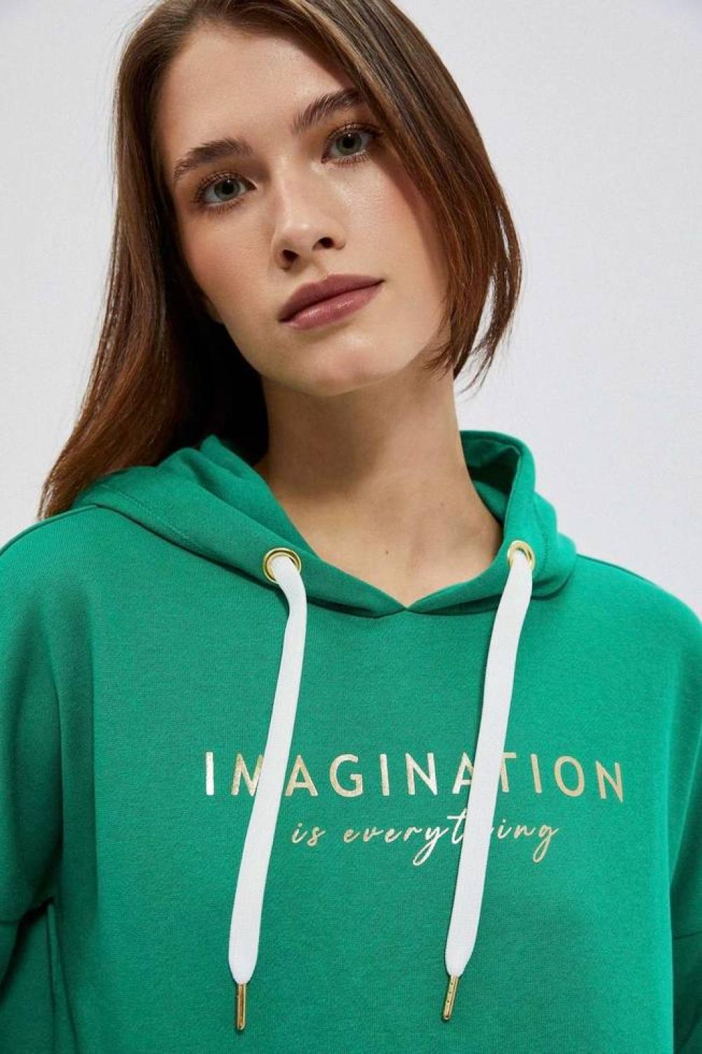 Зелений бавовняний худі