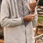 Vyshyvanka men's beige Mountains Svarga