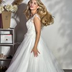 Wedding white dress made of tulle