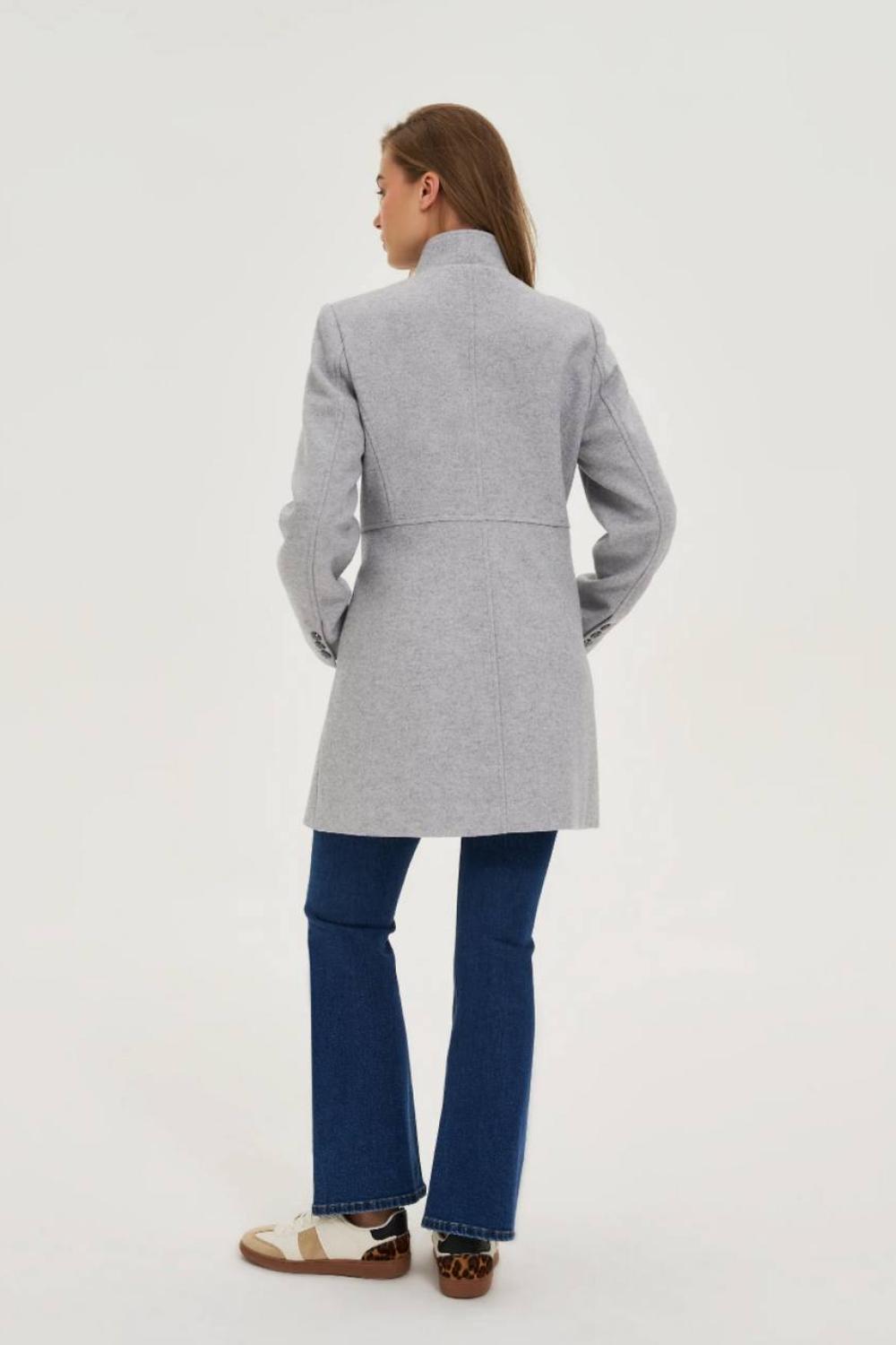 Gray double-breasted coat Z-KU-4815