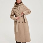 Beige women's coat with hood