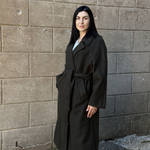 Women's demi-season coat with a detachable collar khaki 21AH115 ALMAE