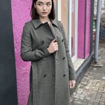 Vivalon double-breasted women's demi-season wool check trench coat
