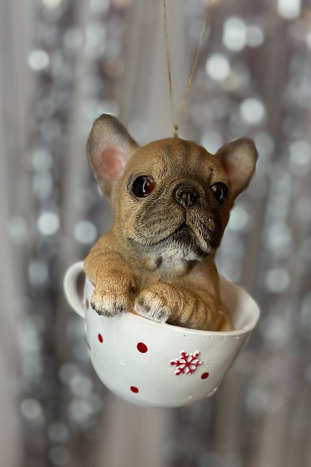 Christmas pendant / Dog in a cup