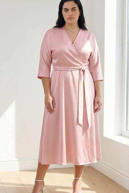 Сукня молочна міді Plus Size barbie_silk_pink