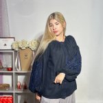 Embroidery for women black with blue pattern designer