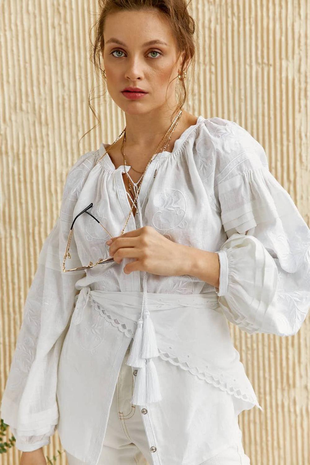 White on white designer Mariya EMBROIDERED GEM