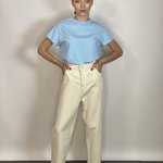 Jeans MOM Fit beige with Solmar elastic band 2231-02