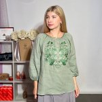 Embroidered GEM women's white Richelieu linen dress