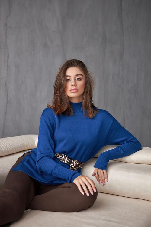 Джемпер з розрізами синій 2442 BELLISE