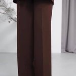 Choco suit with fitted jacket and palazzo pants 555_ecru