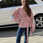 Embroidered jacket women's powder linen EMBROIDERED GEM