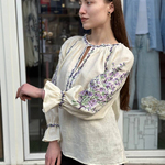 Designer beige Lavender embroidered blouse EMBROIDERED GEM