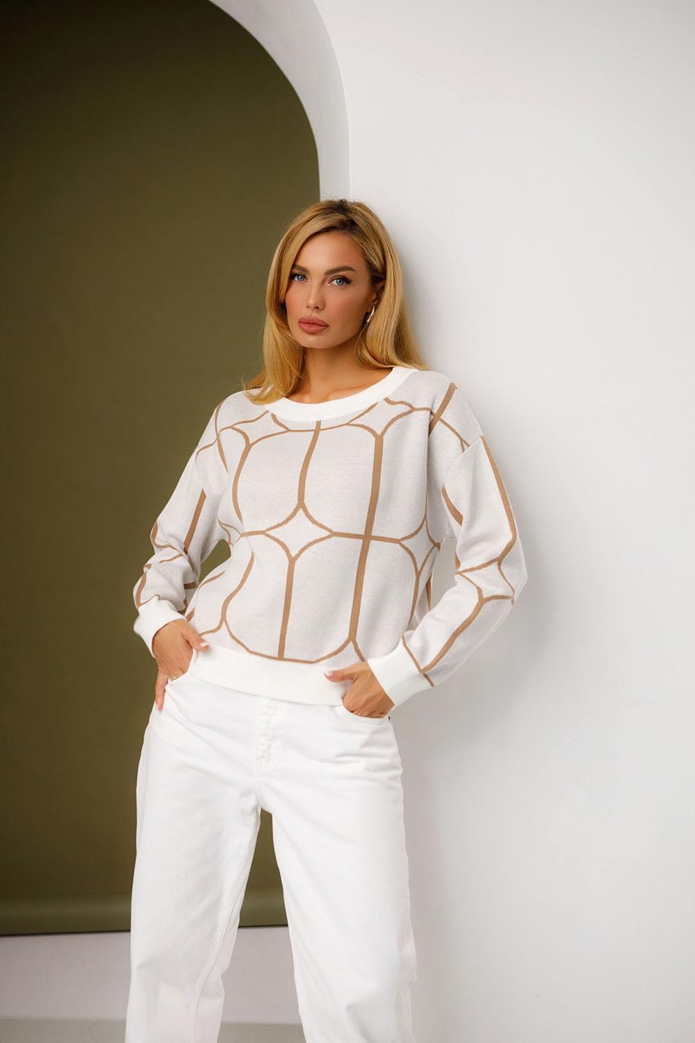 Women's milk jumper with pattern 2510 BELLISE