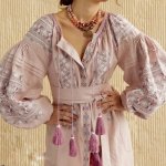 Сукня-вишиванка жіноча лляна рожева Соломія EMBROIDERED GEM