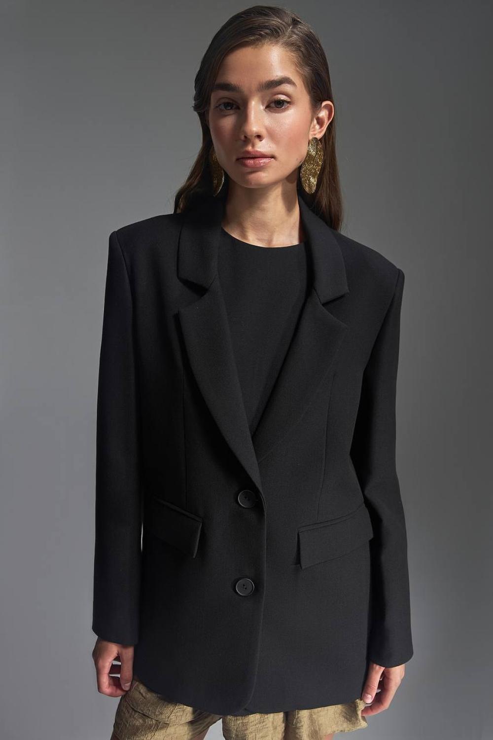 Black classic jacket with added wool