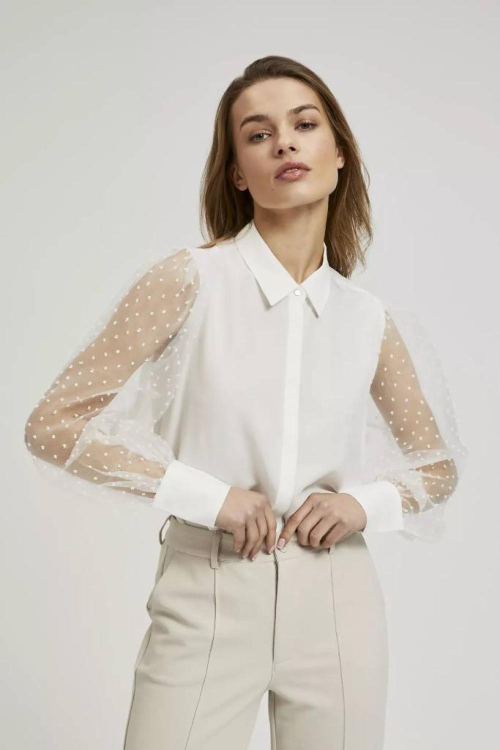 White blouse with transparent sleeves