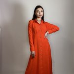 Сукня міді помаранчева з юбкою-трапецією Azuri 6418