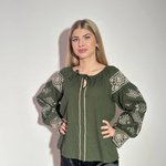 Зелена вишиванка із золотою вишивкою