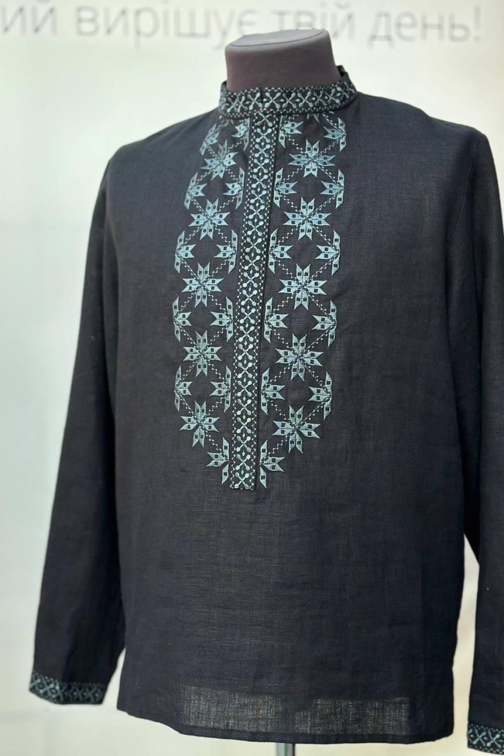 Embroidered shirt for men Ethnic black with khaki EMBROIDERED GEM