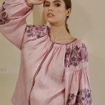 Embroidered gem women's linen pink Petrykivska