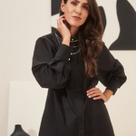 Women's basic black shirt with an elastic band on the back Z-KO-4221 MOODO