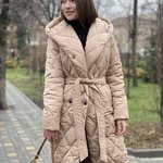 Women's long beige winter coat 11-565 GRACIA