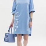 Сукня трикотажна в вишивкою блакитна 07092 MAXA