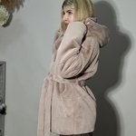 Powder pink faux fur coat