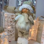 М'яка новорічна іграшка/ Дівчинка феїчка з крильцями та золотому ковпачку