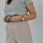 Прямі брюки на резинці з льону Roy 4901