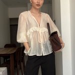 Блуза молочна напівпрозора mihos_tancel_ecru