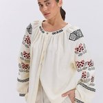 Ecru with black embroidery